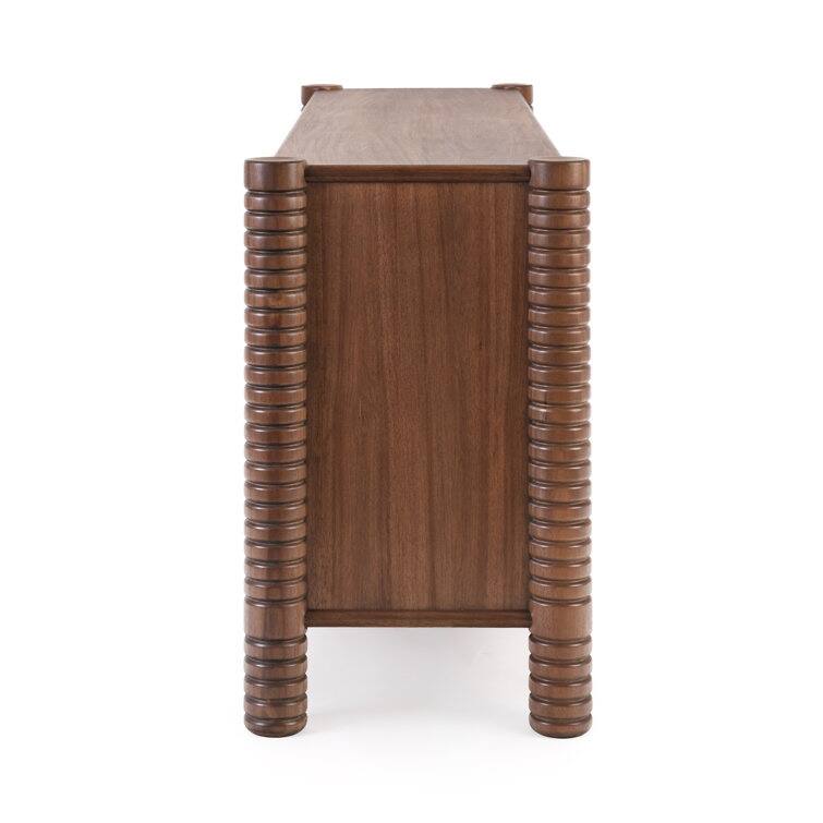 Studio London Ellis Walnut Acacia Sideboard with Ribbed Solid Wood Legs