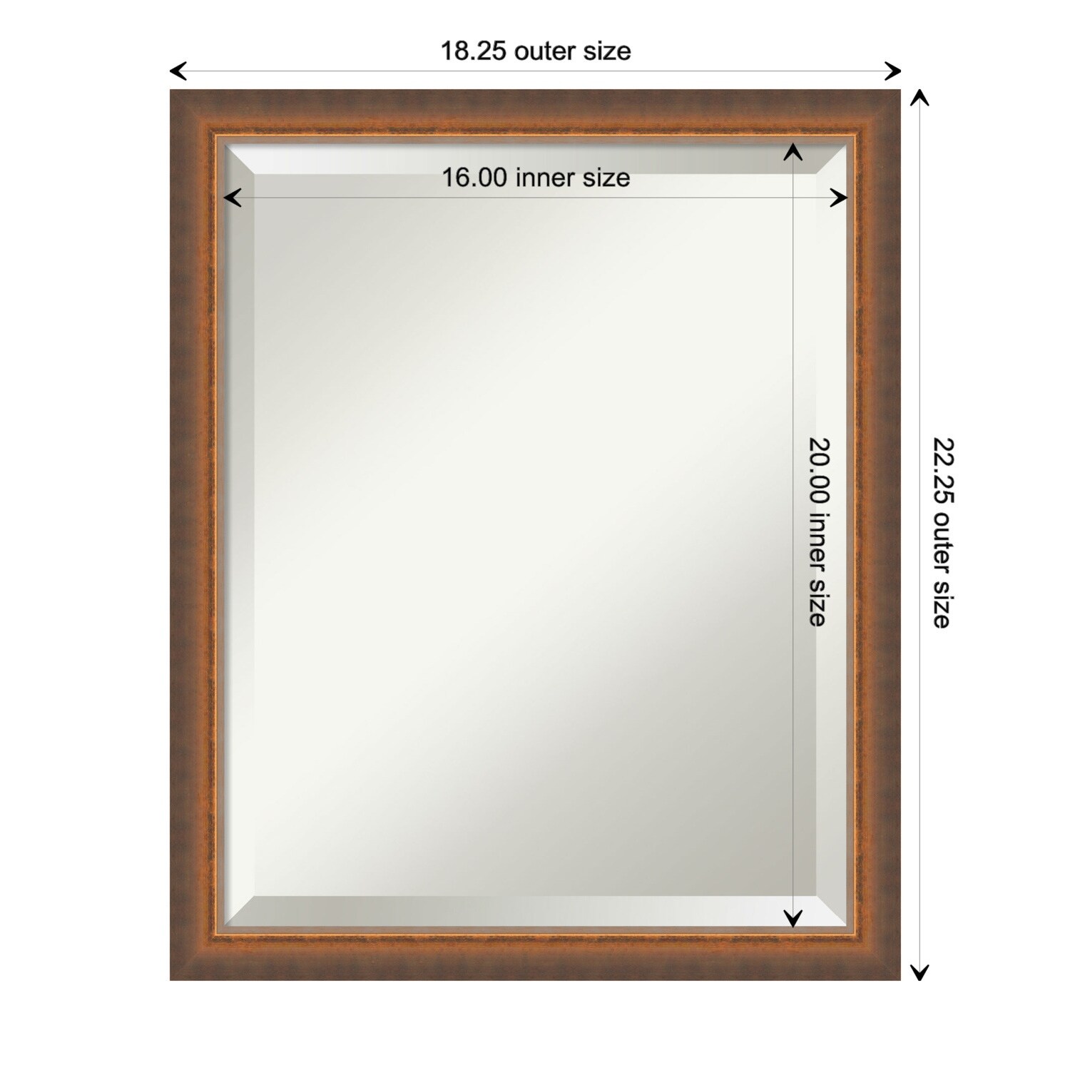 Two Tone Beveled Wood Framed Bathroom Vanity Wall Mirror