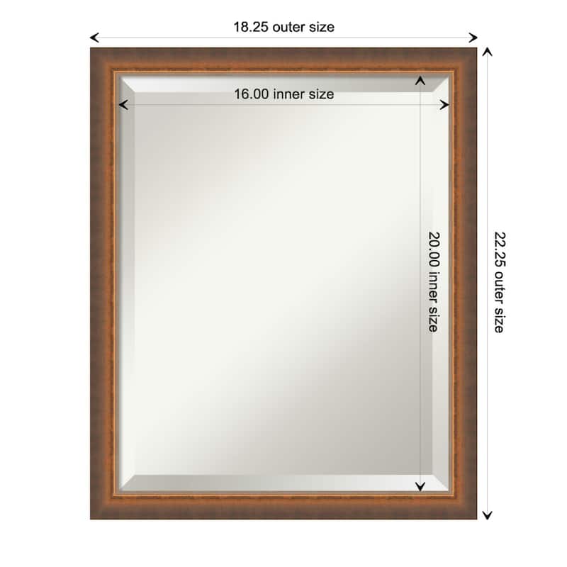 Two Tone Beveled Wood Framed Wall Mirror - Two Tone Bronze Copper - Glass Size 16x20