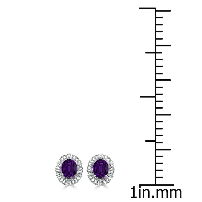 Auriya 4 5/8ct Fancy Oval-cut Purple Amethyst Halo Diamond Earrings 1 1/10cttw 18K Gold