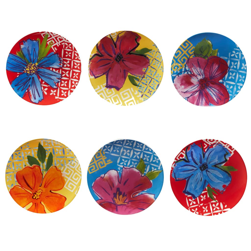 Certified International Flower Power Canape/Luncheon/Dessert Plates, Set of 6