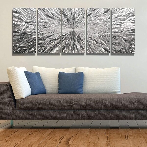 Statements2000 Silver Modern Metal Wall Art Panels Abstract Decor by Jon Allen - Vortex 5. Opens flyout.