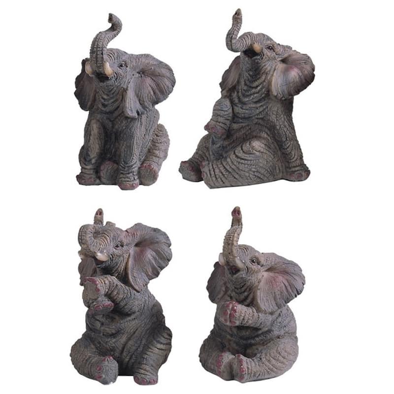 Q-Max 4-Piece Lovely Elephant in Different Poses 4"H Figurine set