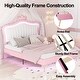 preview thumbnail 30 of 32, Remote Control LED Lights Bed Frame, PU Upholstered Princess Bed with Crown Headboard, Wood Slat Platform Bed