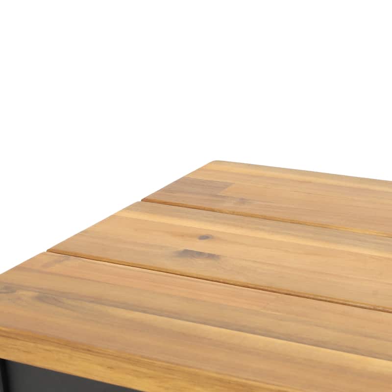 Lindsey Acacia Wood and Iron Outdoor Dining Bench by Christopher Knight Home