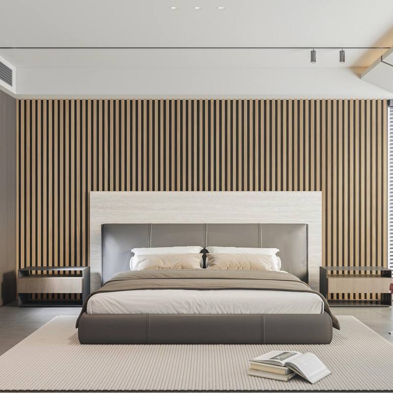 4 Panels 93"x12" MDF Slat 3D Wall Paneling Cover 31 Sq.Ft. - N/A