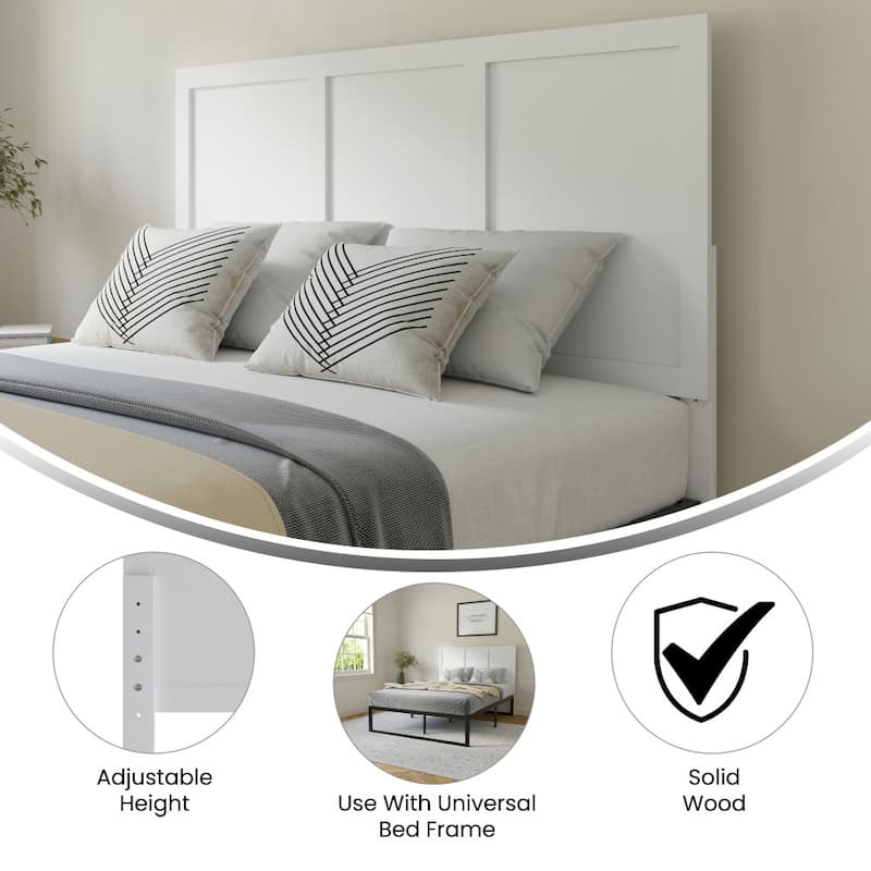 Contemporary Paneled Wooden Headboard Only