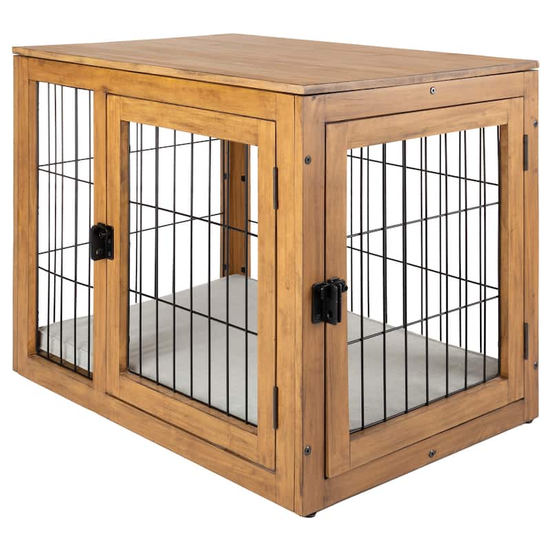 PETMAKER Furniture-Style Dog Crate with Double Doors and Cushion