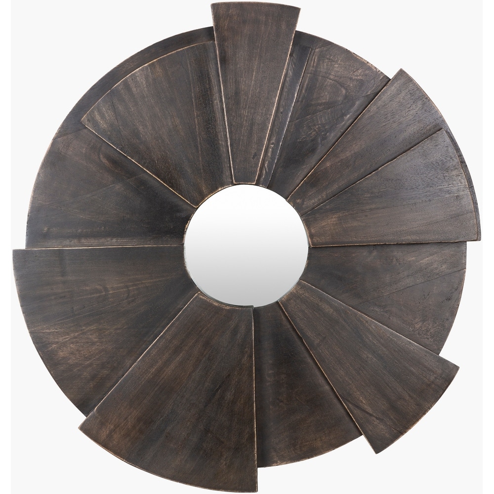 Neville Dimensional Solid Wood Round Mirror - 32"H x 32"W