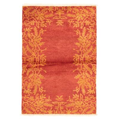 ECARPETGALLERY Hand-knotted Finest Peshawar Ziegler Red Wool Rug - 4'2 x 6'1