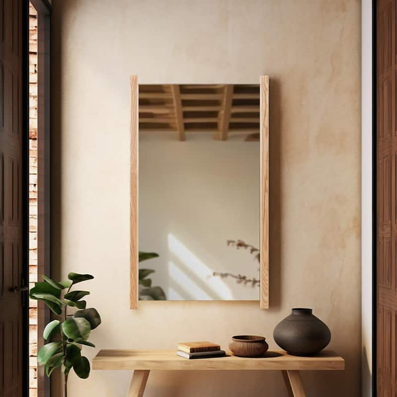 Allan Andrews Rectangular Bleached Oak Side Framed Vanity Mirror - 40"H x 24"W