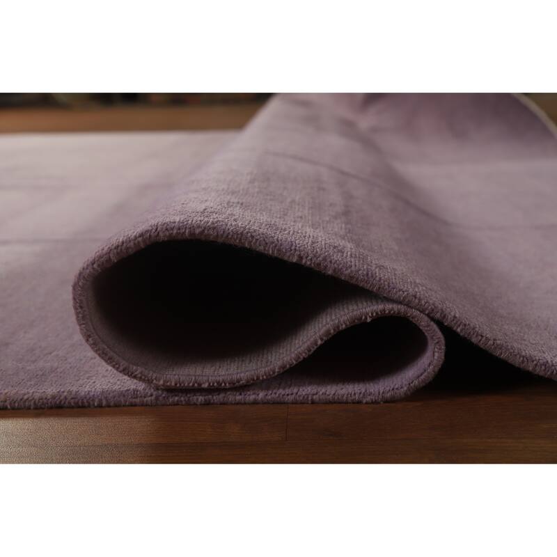 Hand Knotted Oriental 100% Wool Carpet Modern Solid Purples Gabbeh Area Rug - 12' 2'' X 9' 1''