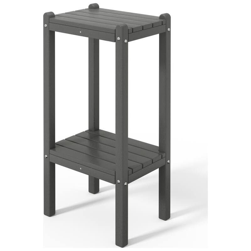 Polytrends Laguna Hdpe All Weather Outdoor Patio Two Shelf Square Table