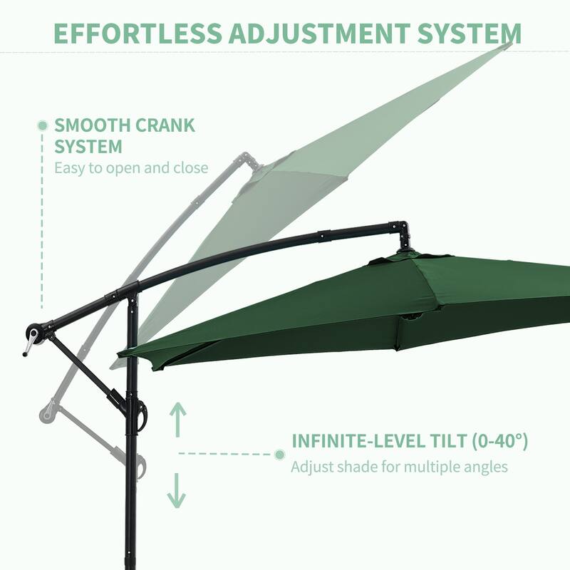 Ainfox 10 ft Cantilever Offset Outdoor Patio Umbrella with Base Stand Rotate and Tilt