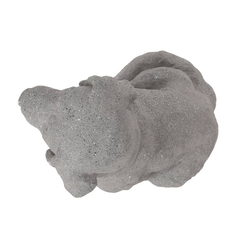 Roomfitters 15-Inch MGO Puppy Dog Garden Statue, Cast Stone Outdoor Sculpture in Lightweight Concrete, Stone Gray