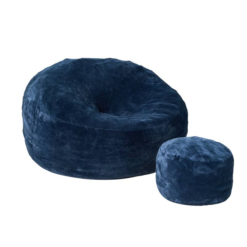 HOOOWOOO Dutch Velvet Fabric Bean Bag Chair with Ottoman