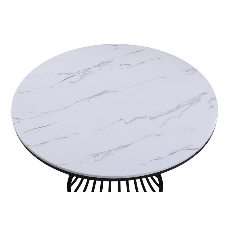 Unique White Faux Marble Round Table