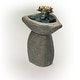 preview thumbnail 8 of 10, Alpine Corporation 30" Tall Outdoor Pedestal Lotus Rock Waterfall Fountain with LED Lights