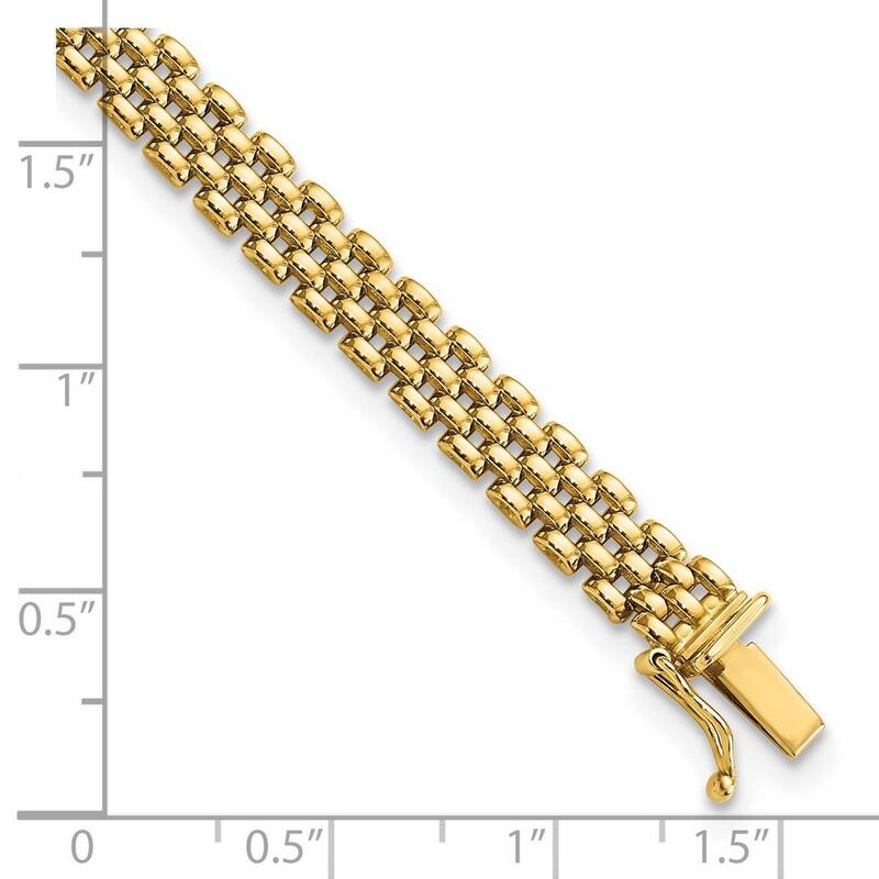 Curata 14k Gold 6mm Panther Link Bracelet 7.5 Inch