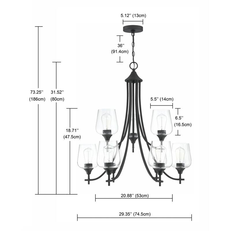 9 Light Shaded Tiered Chandelier