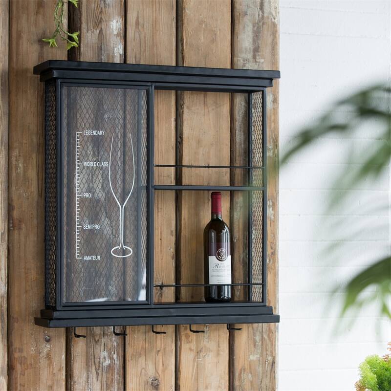 26x5.1x28.3" Floating Wine Bar Shelf w/Glass Holder & Display Shelves