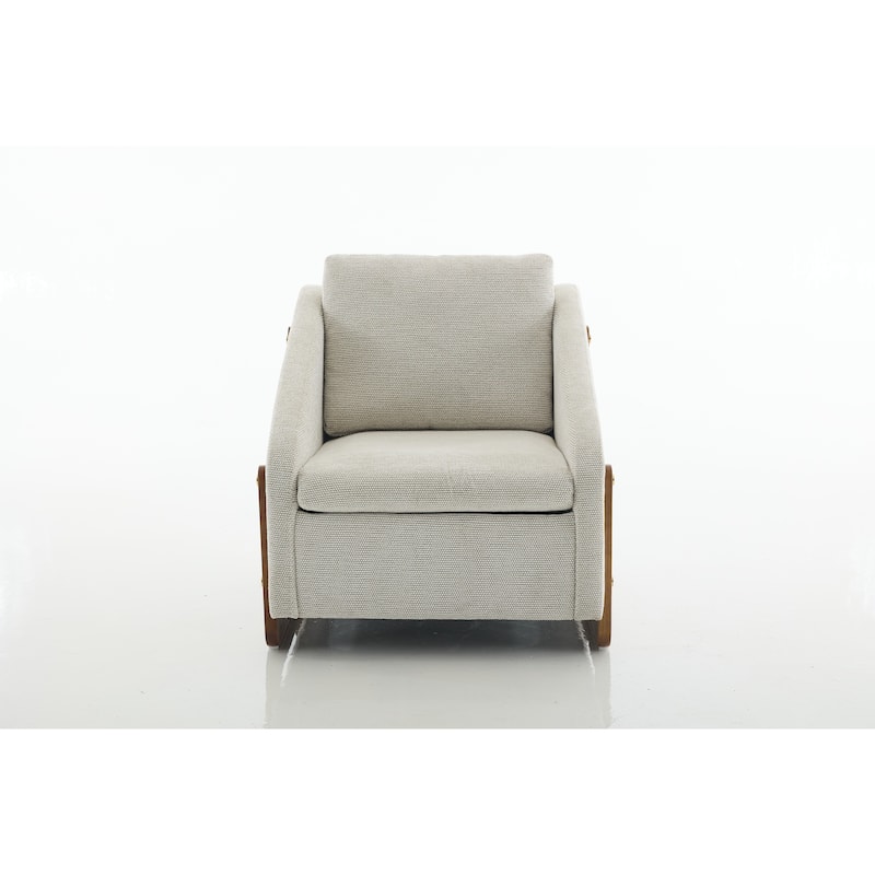 Chenille Armchair with Wooden Frame