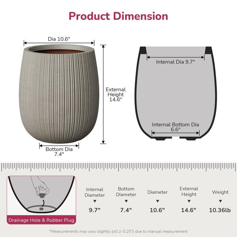 Concrete Round Planter with Enhanced Interior