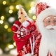 preview thumbnail 92 of 92, Glitzhome 18"H Faux Fur Christmas Santa Figurines with Porcelain Face