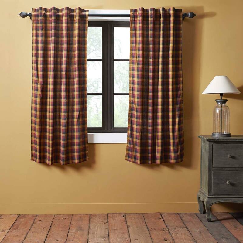 Heritage Farms Primitive Check Short Panel Set of 2 63x36 - Short Panel 63x36
