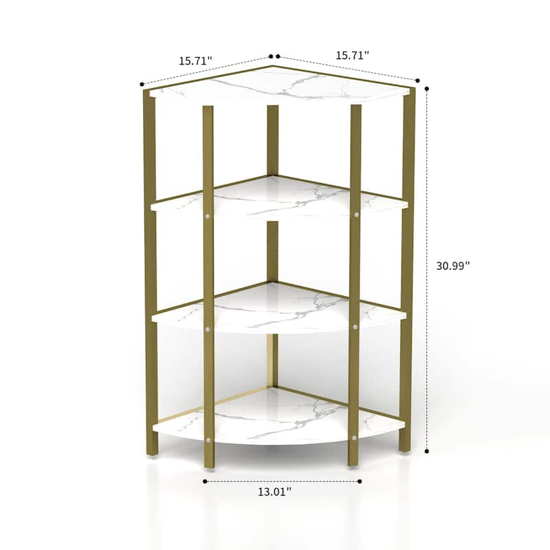 Modern minimalist Corner Open Shelf with open shelves and metal frame for bedroom living room office