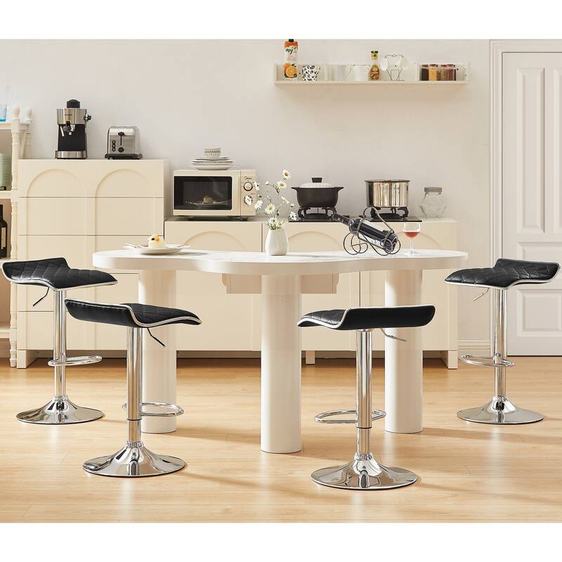 VECELO Barstools Adjustable Height Faux Leather Backless Modern Swivel Bar Stools (Set of 2)-Five colors