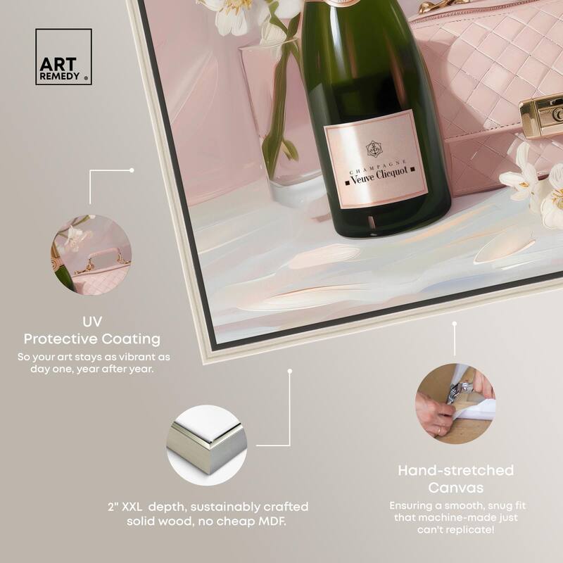 Pink Purse Champagne and Candle Canvas by Art Remedy