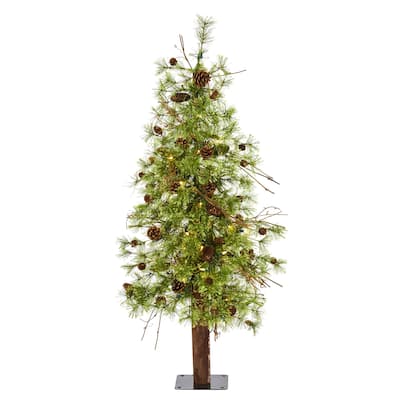 4' Pre-Lit Wyoming Alpine Artificial Christmas Tree, Clear LED Lights - 4 Foot