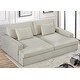preview thumbnail 13 of 13, 94.49''W Velvet Square arms Oversized Sofa / twin-sized Sofa Bed Ivory