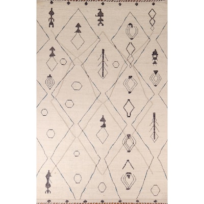 Moroccan Abstract Area Rug Handmade Wool Carpet - 7'11" x 11'6"