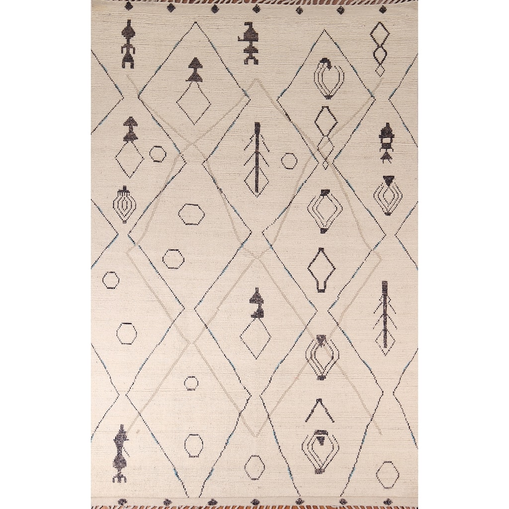 Moroccan Abstract Area Rug Handmade Wool Carpet - 7'11" x 11'6"