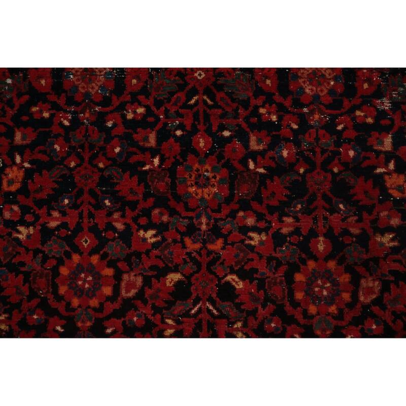 Hand Knotted Oriental 100% Wool Carpet Traditional Floral Navy Blue & Blues Malayer Area Rug - 11' 3'' X 5' 0''