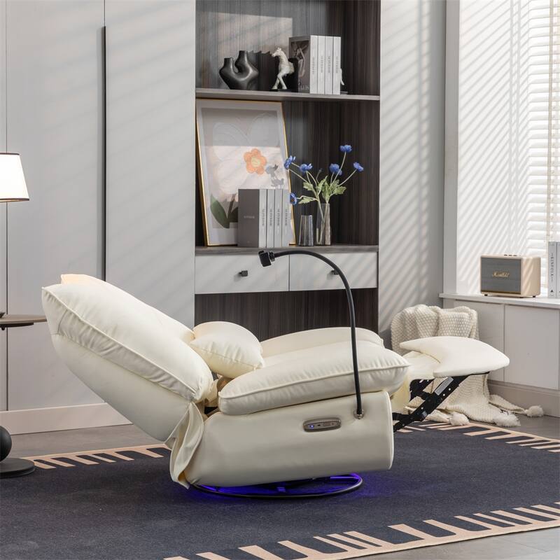 Power Swivel Rocking Chair with USB Port Charge &Lamp for Nursery