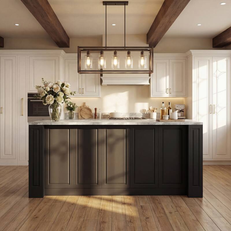 Large Kitchen Island with Storage and Power Outlet, 94.5” Kitchen Island Cabinet with Drawers and Shelves, Kitchen Island