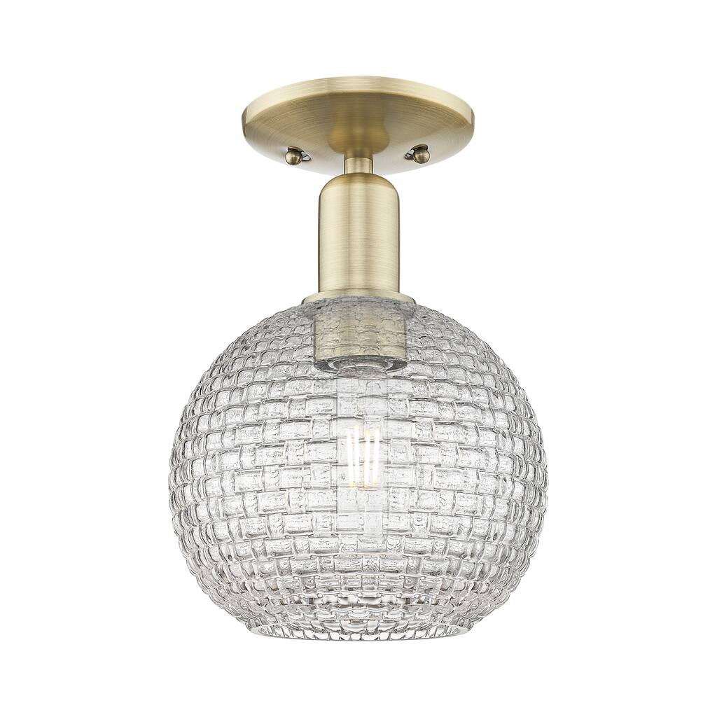 Innovations Lighting Endless Possibilities Arcadia - Athens - 1 Light 8" Basketweave Semi-Flush Mount