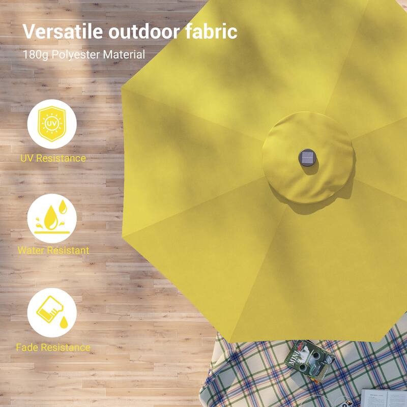 BONOSUKI LED Patio 9Ft Market Umbrella,Outside Deck Table Umbrella