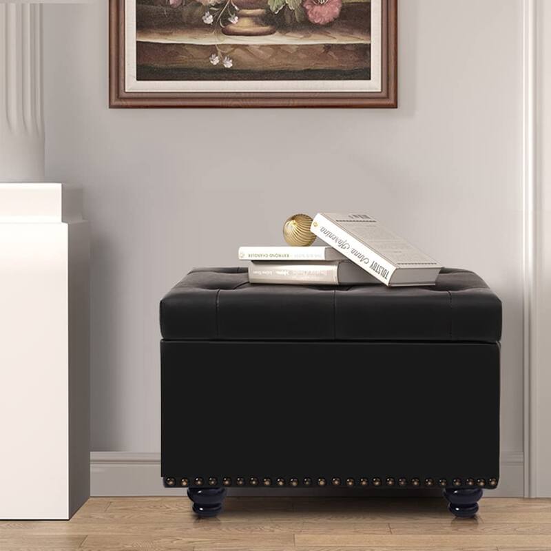 24" or 18" modern Tufted Storage Ottoman Bench, Rectangular Footstool