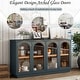 preview thumbnail 22 of 51, Buffet Cabinet with Glass Doors, Arched Cabinet with Adjustable Shelves, Kitchen Storage Cabinet with Rebound Device