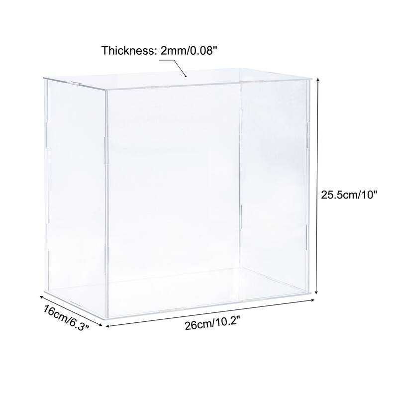Acrylic Display Case Plastic Box Cube Storage Box Assemble Showcase - 10.2x6.3x10 Inch