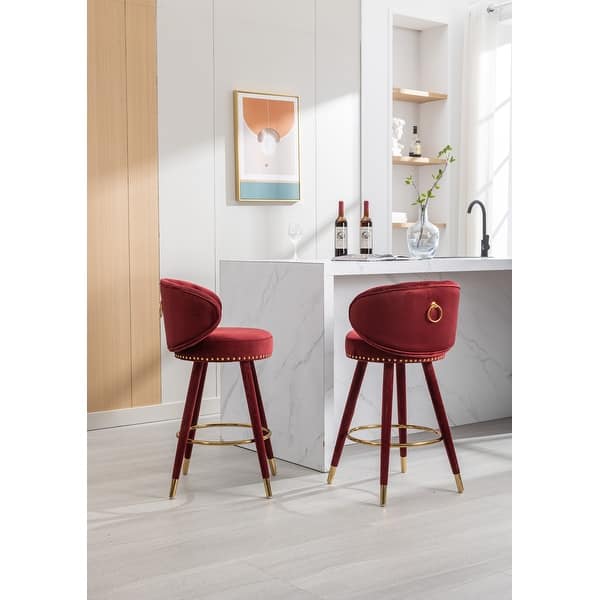 Kitchen Island Counter Height Bar Swivel Chairs Set of 2, Velvet