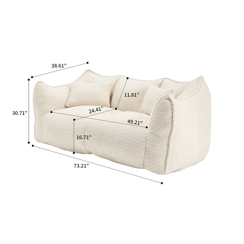 Modern comfortable bean bag sofa with high resilience foam padding and chenille fabric suitable