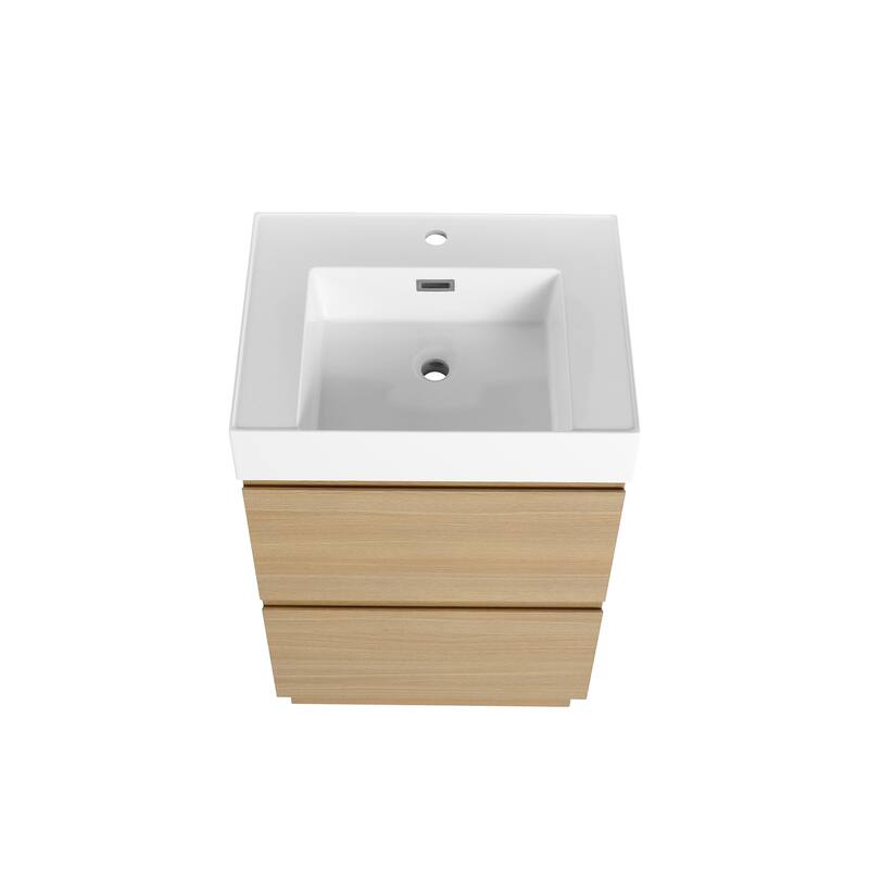 24 in. W x 18 in. D x 35 in. H Single Sink Freestanding Bath Vanity with White Resin Top