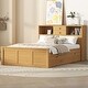 preview thumbnail 2 of 13, Full Size Wooden Platform Bed with Twin Size Trundle, USB Ports, 3-Drawers & Upper Shelves - Stylish Natural Design for Bedroom