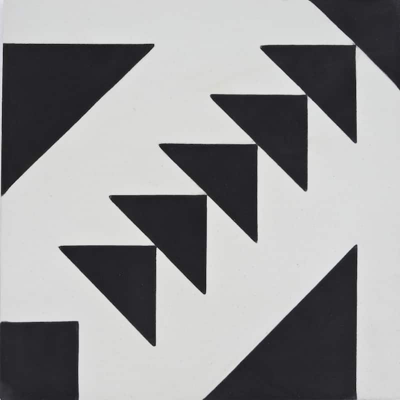 Handmade Tadla in Black and White Tile, Pack of 12 (Morocco)