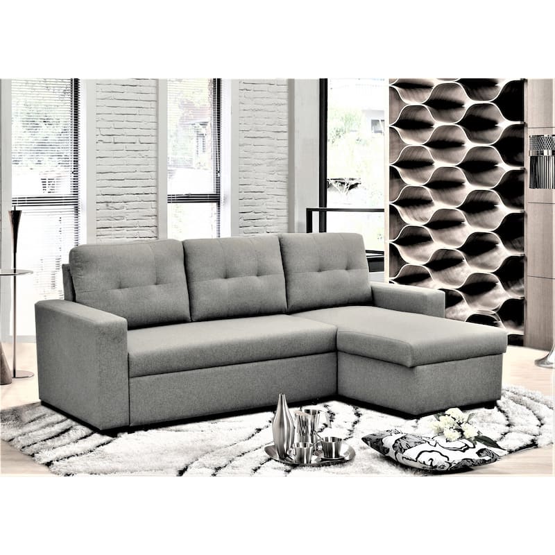 Transitional Upholstered Indoor Sleeper Sectional Sofa - Grey